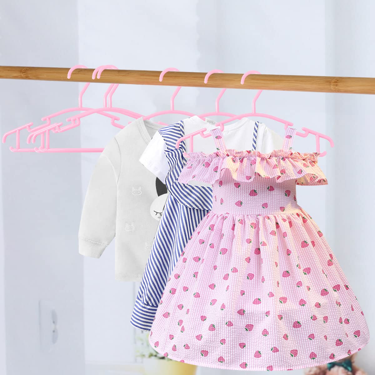 Goodtou Baby Hangers Plastic - Kids Hangers Bulk Toddler Hangers 60 Pack Hangers For Toddler Children Hangers Pink